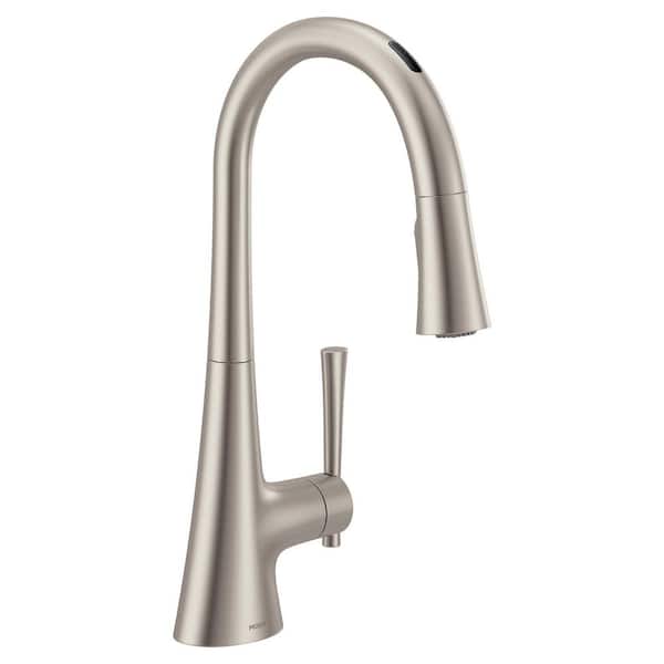 Kurv Spot Resist Stainless 16.38 in. H Pull Down Sprayer Kitchen Faucet with 100° Spout Swivel