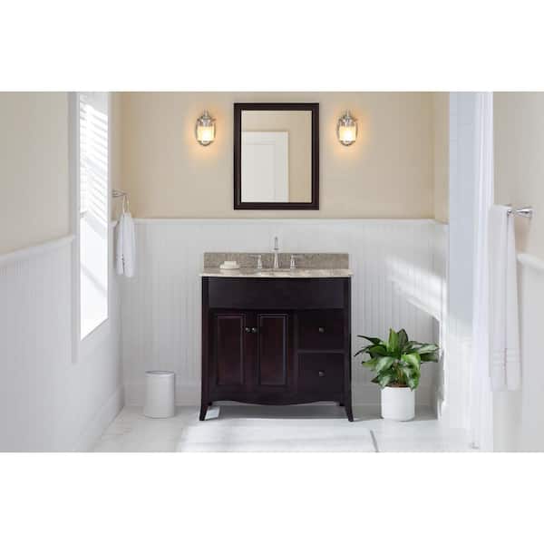 Home Decorators Collection Henfield 37 in. W x 35 in. H x 22-1/2 in. D Vanity in Espresso with Granite Vanity Top in Cream with White Basin