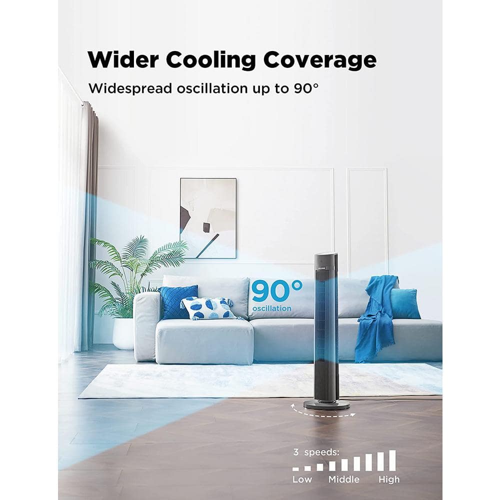 Pelonis 40'' Black Oscillating Tower Fan with Remote Control