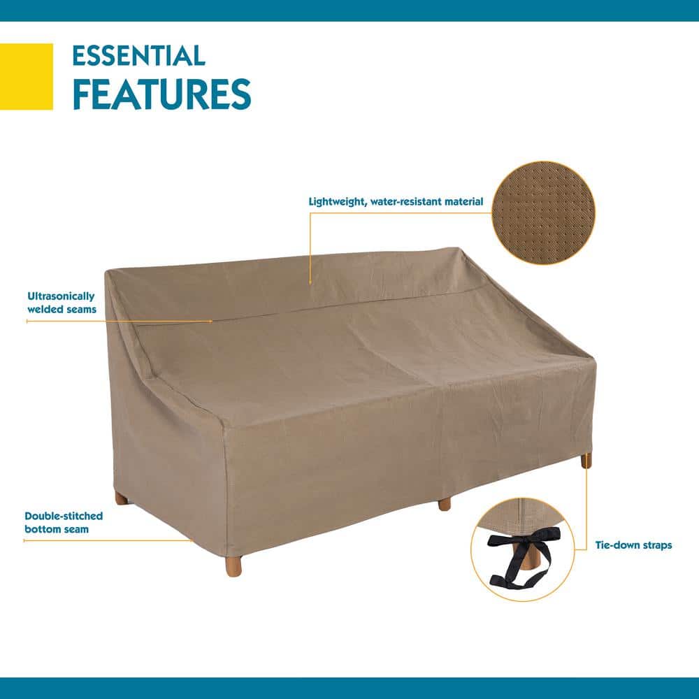 Tan Water-Resistant 87 Inch Patio Sofa Cover