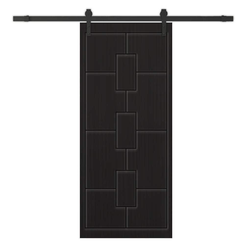 30 in. x 84 in. Black Painted Composite MDF Paneled Interior Sliding Barn Door with Hardware Kit price history on PriceWatchPro