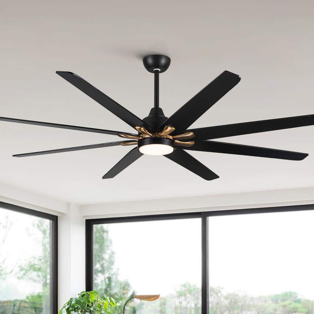 YUHAO 72 in. Modern Integrated LED Indoor Black and Gold Ceiling Fan