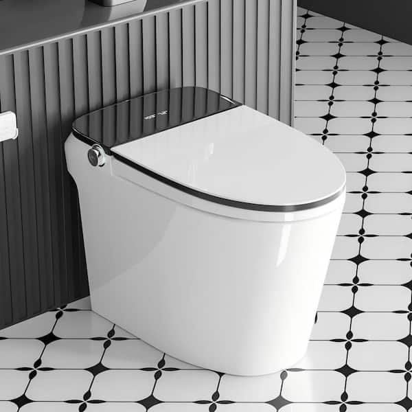ADA Elongated Smart Toilet Bidet 1.28 GPF in White with Remote, Off-Seat Auto Flush, Heated Seat and Warm Air Dryer