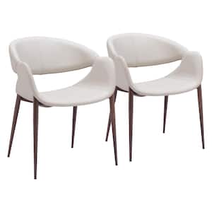Limay Beige and Walnut Faux Leather Dining Chair - (Set of 2)