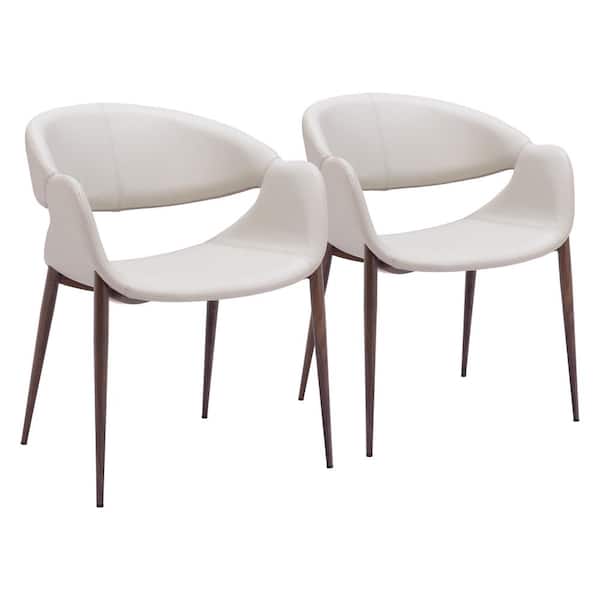 ZUO Limay Beige and Walnut Faux Leather Dining Chair - (Set of 2)