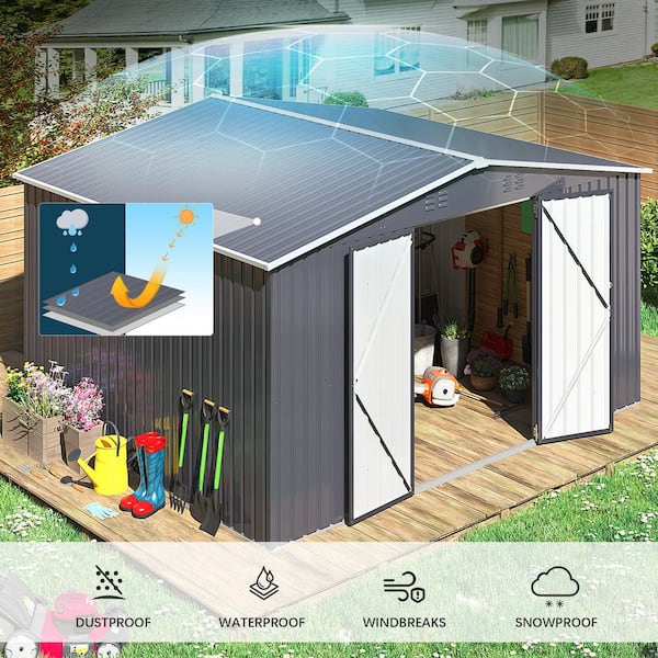 AirWire 12 ft. W x 10 ft. D Metal Outdoor Storage Shed with Vents
