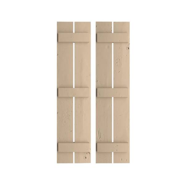 Ekena Millwork 11.5 in. x 68 in. Timberthane Polyurethane 2-Board Spaced Board-n-Batten Knotty Pine Faux Wood Shutters Pair