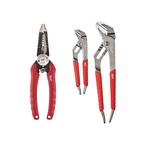 7.75 in. Combination Electricians 6-in-1 Wire Strippers Pliers and 6 in. and 10 in. Straight-Jaw Pliers Set (3-Piece)