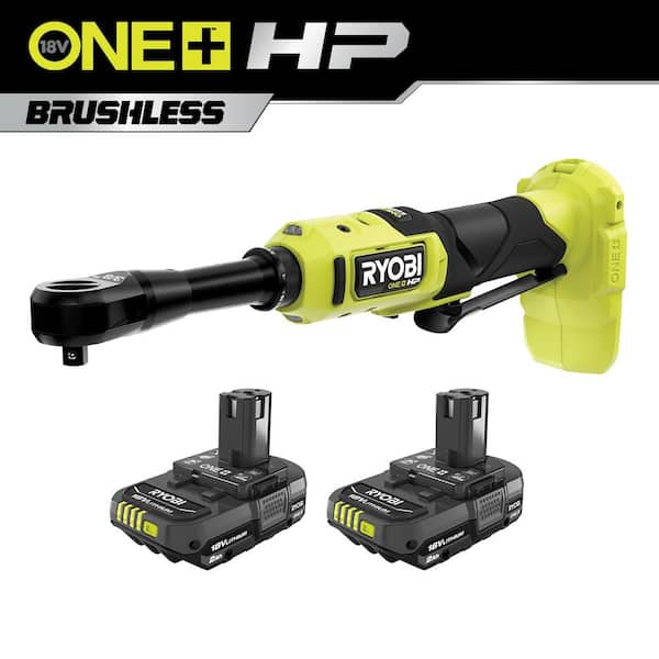 RYOBI ONE+ HP 18V Brushless Cordless 3/8 in. Extended Reach Ratchet with 2.0 Ah Battery (2-Pack)