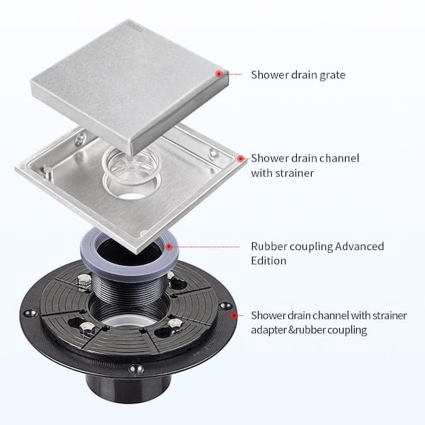 Tahanbath 6 Inch Square Shower Floor Drain Z-W92863542 - The Tahanbath 6 Inch Square Shower Floor Drain Z-W92863542 - The