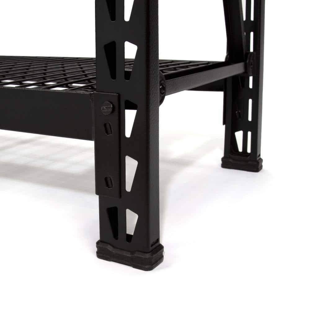 Black 4-Foot 3-Shelf Industrial Steel Wire Storage Rack