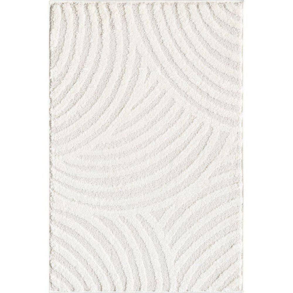 Nomad Cream 6 ft. x 9 ft. Linear Curves Polypropylene Area Rug