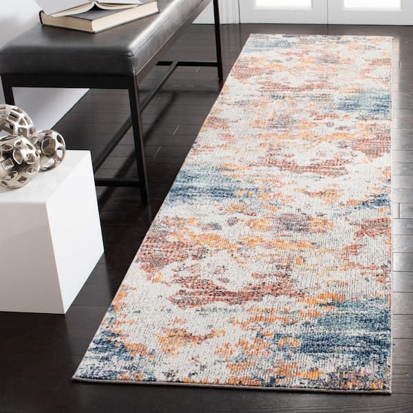 Crystal 2 ft. x 9 ft. Gold/Rust Distressed Marle Runner Rug
