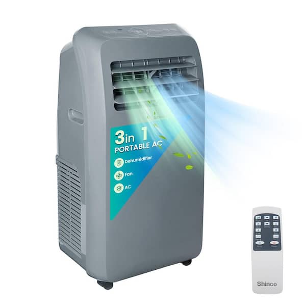 12,000 BTU (7,800 BTU DOE) Portable Air Conditioner Cools 450 sq. ft. with Dehum & Remote, Swing, 3-Speed Fan