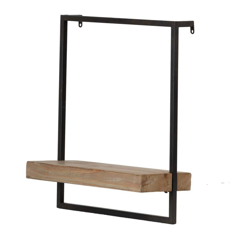 Rustic Elegance: 15.7 in. W x 5.9 in. D x 17.7 in. H Black Brown Iron and W