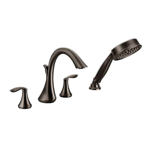 MOEN Eva 2-Handle Deck-Mount Roman Tub Faucet Trim Kit with Handshower in Oil Rubbed Bronze (Valve Not Included)