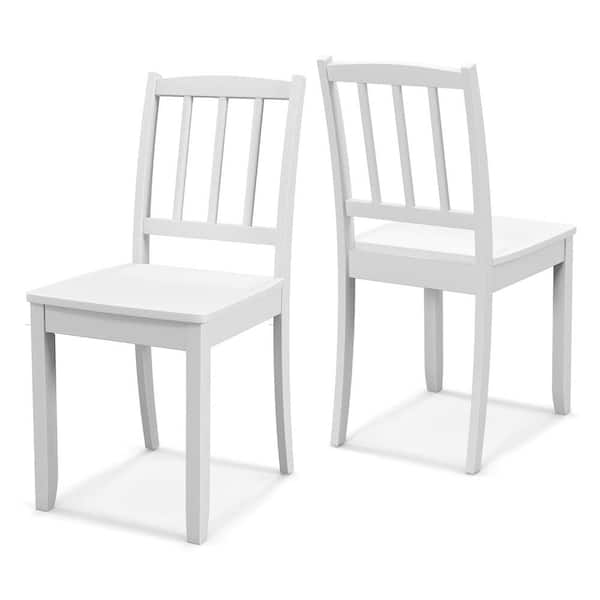 Costway 34 in. Height White Solid Wood Side Chair Armless Dining Chair with Rubber Wood Legs Curved Backrest Set of 2