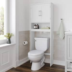 Vega 25 in. W x 66 in. H x 9 in. D White Over The Toilet Storage with Adjustable Shelves and Doors