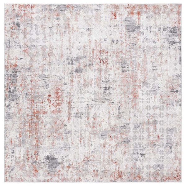 SAFAVIEH Vogue 7 ft. x 7 ft. Rust/Gray Distressed Tile Square Area Rug ...