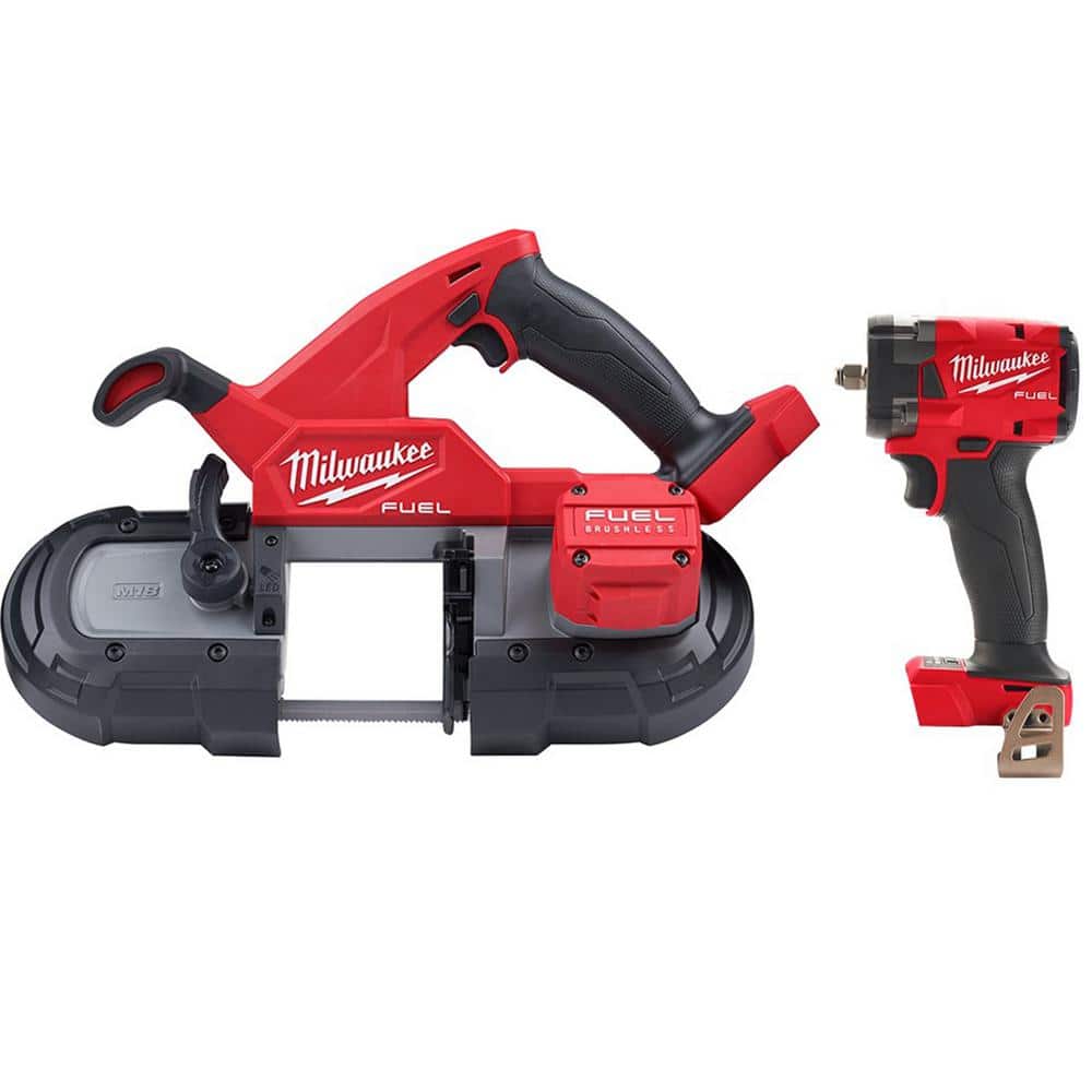 Milwaukee M18 FUEL 18-Volt Lithium-Ion Brushless Cordless Compact Bandsaw  with M18 FUEL Compact 3/8 in. Impact Wrench 2829-20-2854-20 The Home Depot