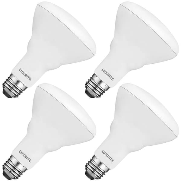 LUXRITE 65-Watt Equivalent BR30 Dimmable LED Light Bulbs 8.5W 3000K Soft White, 650 Lumens, Damp Rated, E26 Base (4-Pack)