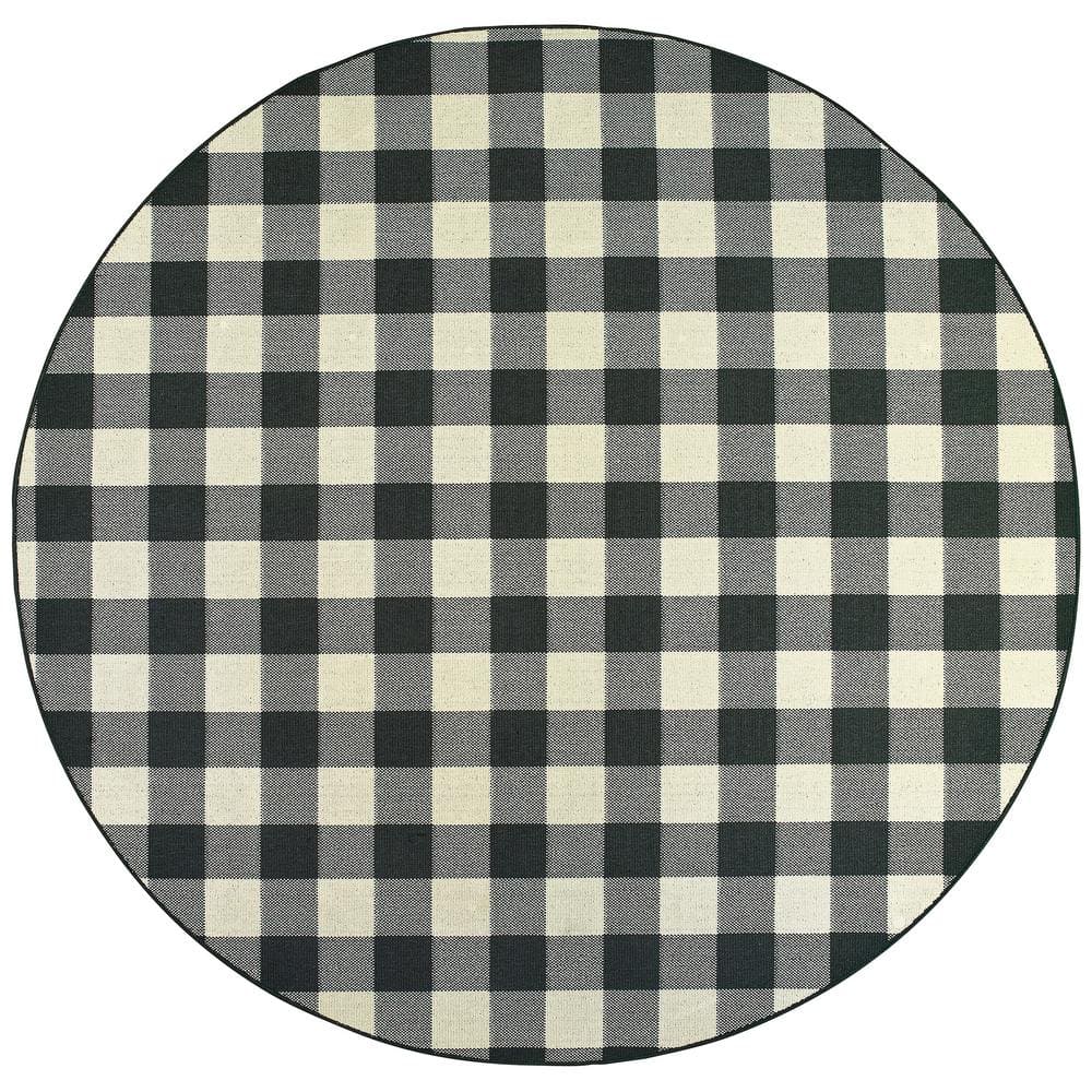 Smile: Farmhouse Buffalo Check Plaid Rug: 36x48 Large Black