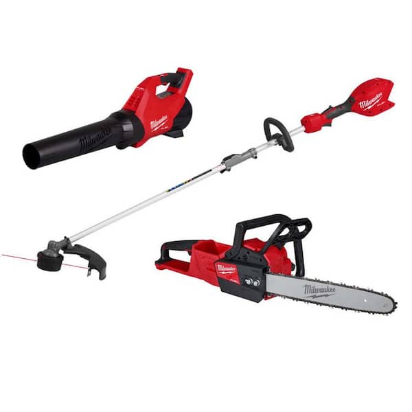 Milwaukee M18 FUEL 18V 16 in. Brushless Cordless Battery Powered QUIK-LOK String Trimmer with 16 in. Chainsaw & Blower (3-Tool)
