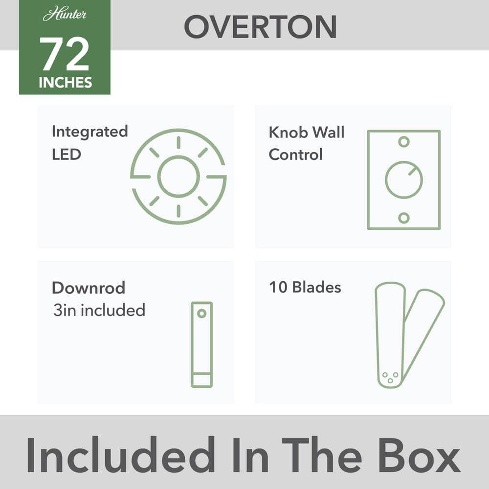 Overton Matte Black 72" 10-Blade Ceiling Fan with LED Light
