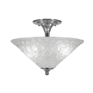 Bristol 12.75 in. 2-Light Chrome Semi-Flush with 16 in. Italian Bubble Glass Shade No Bulbs Included