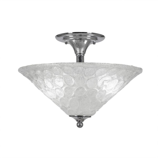 Unbranded Bristol 12.75 in. 2-Light Chrome Semi-Flush with 16 in. Italian Bubble Glass Shade No Bulbs Included