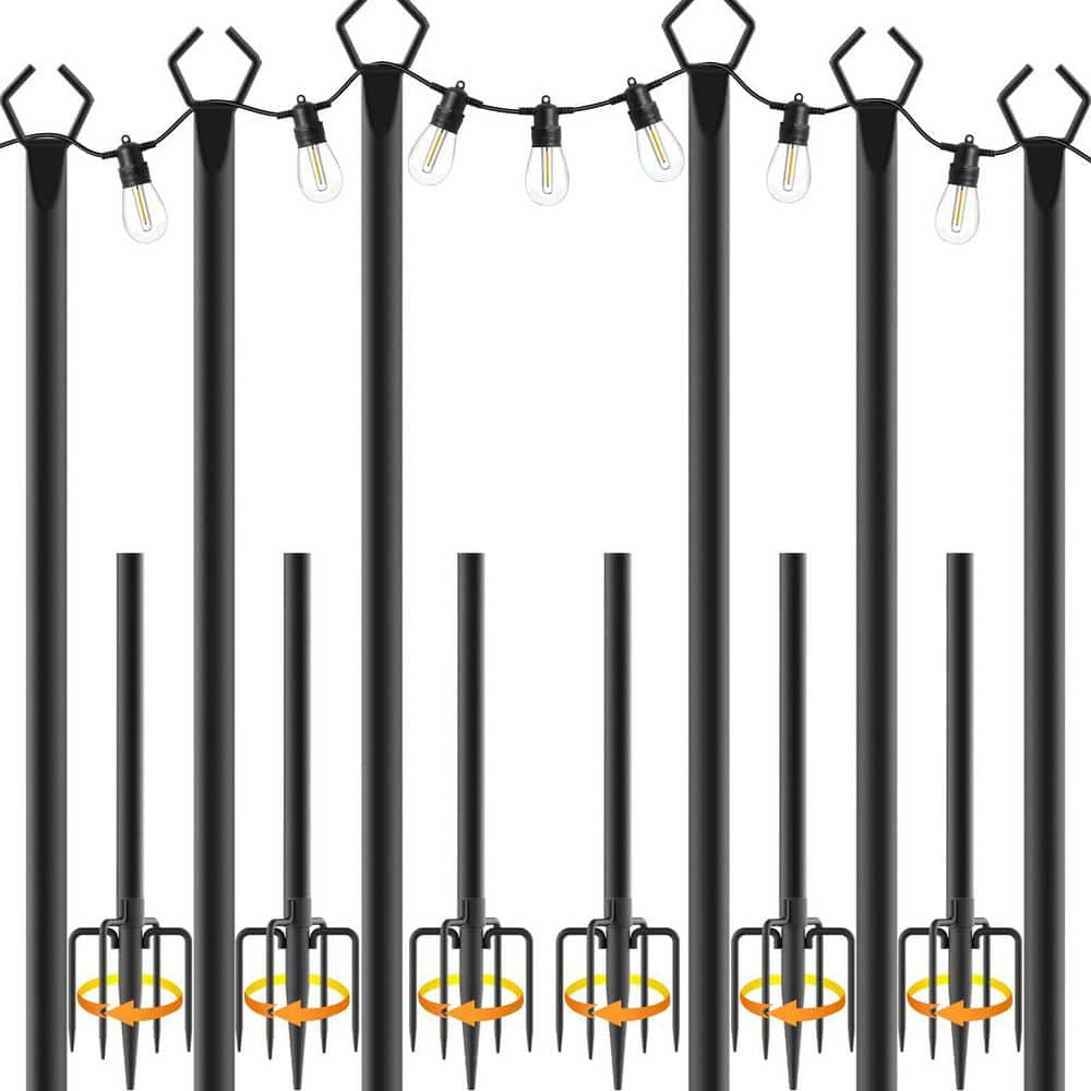 10 ft. Heavy Duty Metal Adjustable String Light Poles with Hooks for Patio, Backyard, Garden, Party, Black (6-Pack) price history on PriceWatchPro