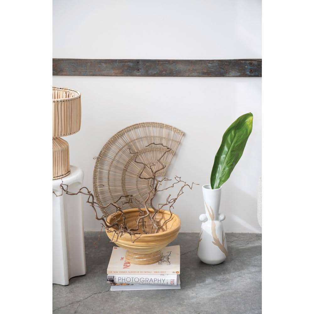 White Sculpted Stoneware Round Accent Table, 18 inches
