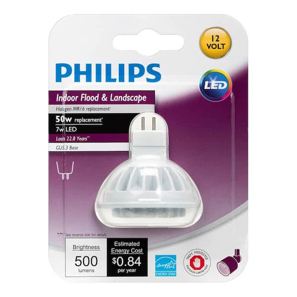 Beschaven geestelijke Continent Philips 50-Watt Equivalent MR16 LED Energy Star Light Bulb Bright White  461509 - The Home Depot