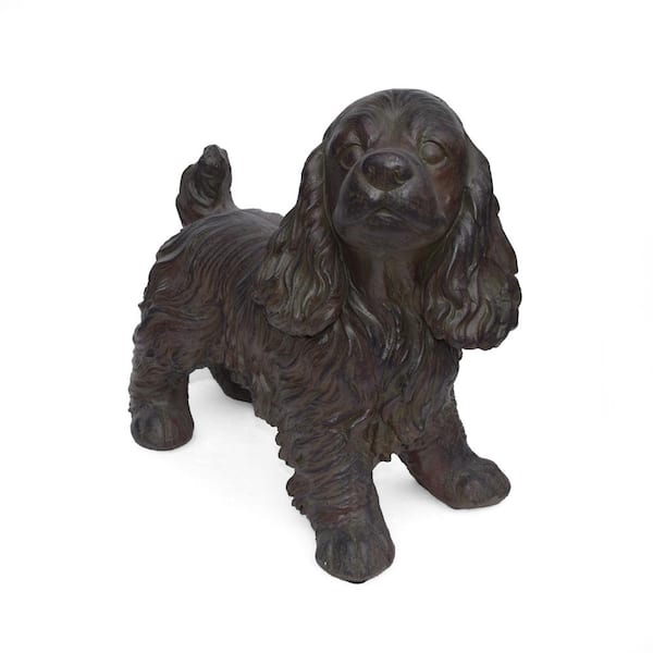 Savanna Outdoor Patio Cocker Spaniel Dog Garden Statue, Brown Finish