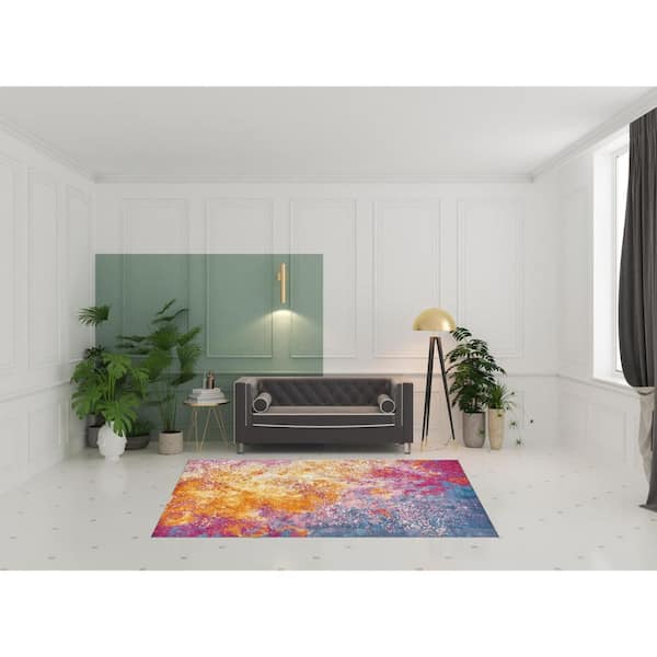 6' X 9' Blue Abstract Power Loom Area Rug