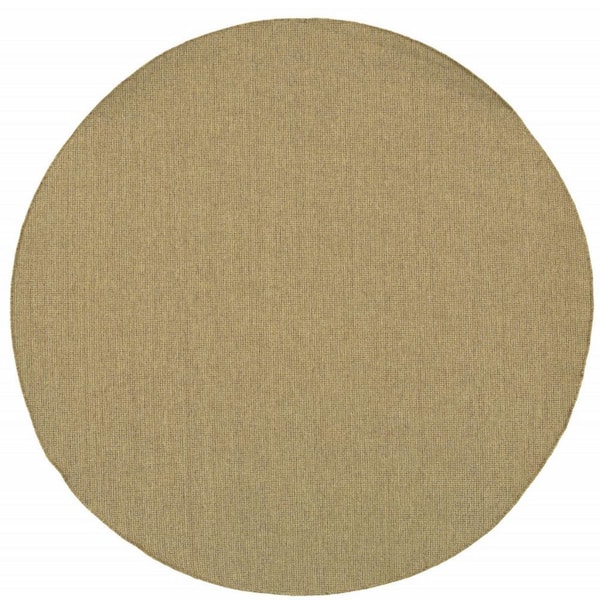 Tan 8 ft. x 8 ft. Loomed Polypropylene Round Indoor/Outdoor Area Rug