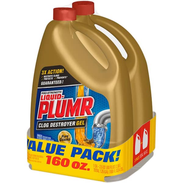 Liquid-Plumr - 80 oz. Pro Strength Full Clog Destroyer and Drain Cleaner Plus PipeGuard (2-Pack)
