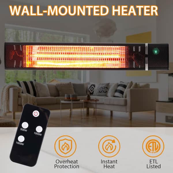 1500-Watt Black Electric Indoor/Outdoor Infrared Carbon Tech Space Heater  Wall Heater With Remote KF020207-02 - The Home Depot