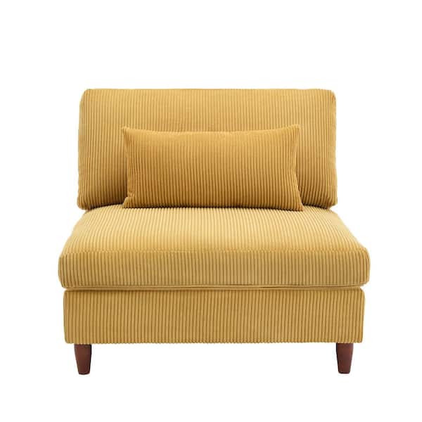 Uixe 37.3 in. Luxury Armless Corduroy Polyester Rectangle Sectional Center 1-Seat Sofa in. Orange(Set of 1)