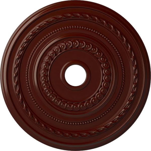 Ekena Millwork 1-3/8" x 25-1/2" x 25-1/2" Polyurethane Cole Ceiling Medallion, Brushed Mahogany