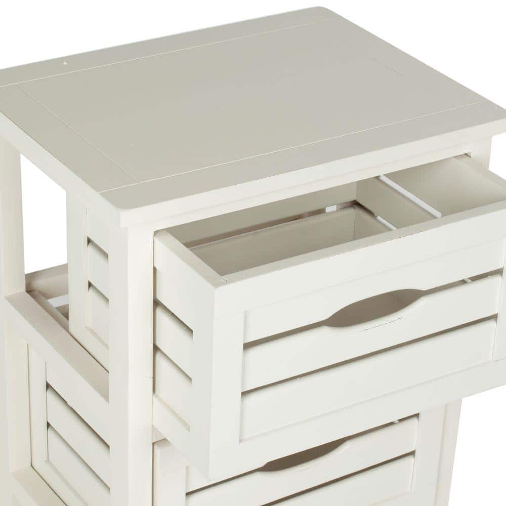 Samara Distressed Cream Pine Wood 3-Drawer Night Table