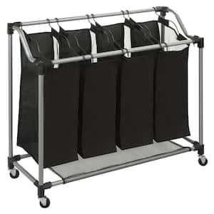 Quad Laundry Sorter with Mesh Bags, Steel/Black