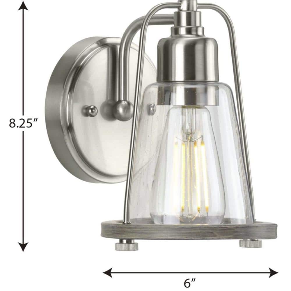 Conway Brushed Nickel 1-Light Farmhouse Bath Vanity Light