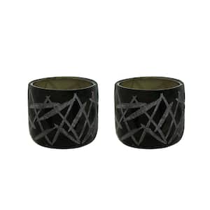 Black Glass Votive Candle Holder (Set of 2)