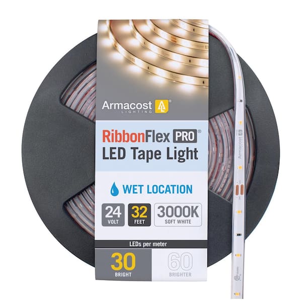 Armacost Lighting Pro 24-Volt White Outdoor IP67 LED Tape Light 30 LED/m 3000K 32 ft. (10 m) 144450 - The Home Depot