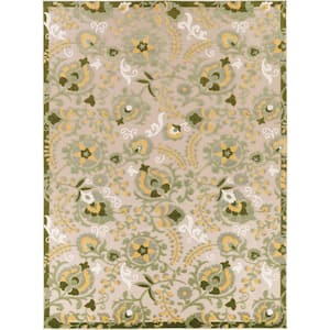 Aloha Ivory Green 12 ft. x 15 ft. Floral Contemporary Indoor/Outdoor Area Rug