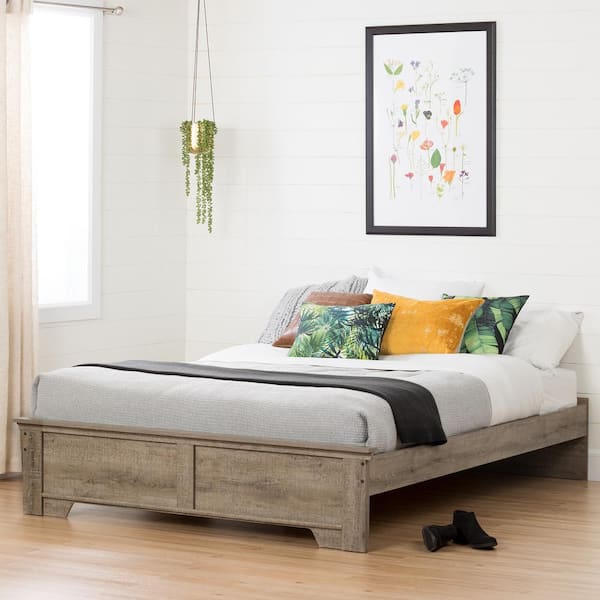 South Shore Versa Queen-Size Platform Bed in Weathered Oak