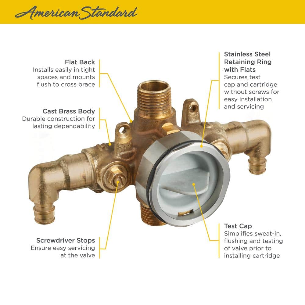 Brass 1/2 Inch Pressure Balancing Tub & Shower Valve