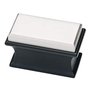 Dual Tone Luxe Square 1-7/8 in. (47 mm) Matte Black and Stainless Steel Square Cabinet Knob