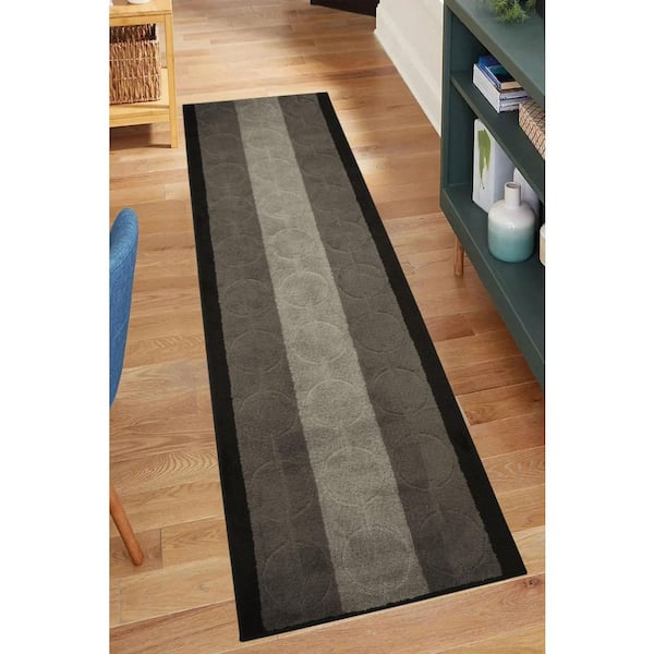 Platin Circles Abstract Design Cut to Size Gray 26 " Width x Your Choice Length Custom Size Slip Resistant Stair Runner